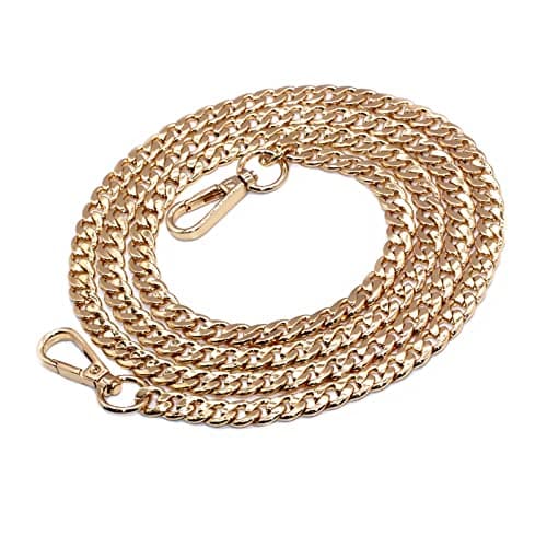 Model Worker DIY Iron Flat Chain Strap Handbag Chains Purse Chain Straps Shoulder Cross Body Replacement Straps with Metal Buckles 63 Gold