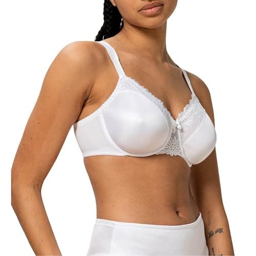 Triumph Ladyform Soft W Minimizing Bra for Women - Soft Full-Coverage Underwire Bra with All-Day Comfort - White, 42C
