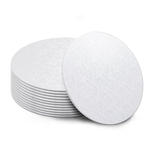 12 Pack White Cake Boards 10 Inch Round Cake Drum Base 1/4 Inch Thick Sturdy Cardboard Circle Plate Bases Para Pastel for Wedding