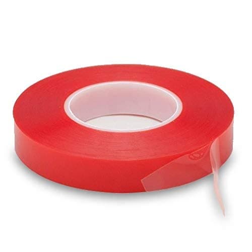Artnery Red Double Side Strong PolysterAcrylic Transparent Tacky Tape 24mm x 50 meter