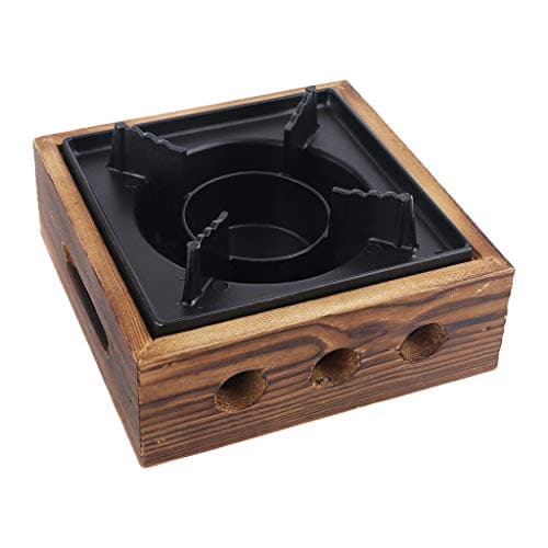 GAOSHA Alcohol Stove Iron Wooden Portable Square Commercial Solid Stove Household Stove for Home Outdoor BBQ Camping