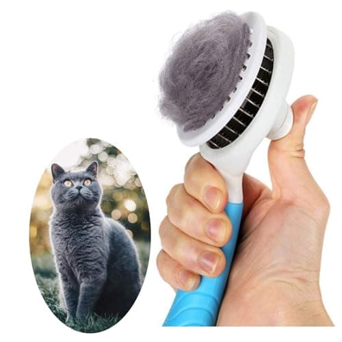 Cat Grooming Brush, Pets Skin Friendly Self Cleaning Slicker Massage Brushes for Shedding Dogs Cats Hair Gentle Remove Loose Undercoat with Long or Short Hairs for All Fur Type- UPGRADED