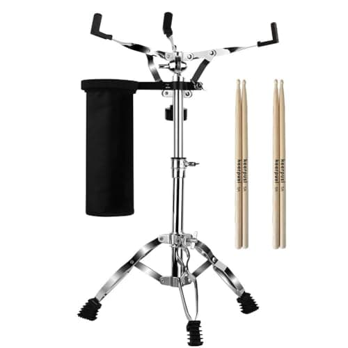 Keerpusi Snare Drum Stand with Drum Sticks Holder And two drumsticks Double Braced Tripod Snare Stand for 10 to 14 Inch Snare Drum Pad Snare Drum Beginners Adjustable Height 145 to 23 Inches