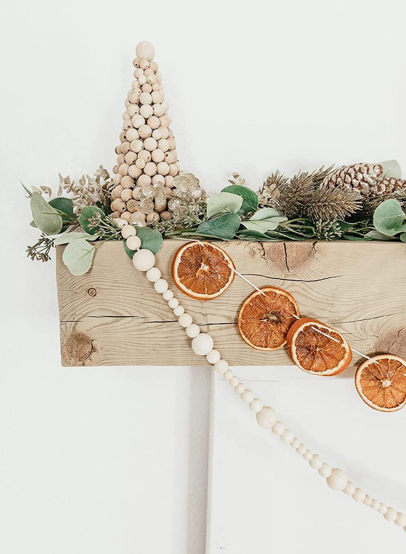 Wood Bead Garland Farmhouse Home Decor Rustic Country Natural Holiday Boho Decorations Wall Beads Big Wall Decor 2.2m