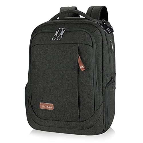 KROSER Laptop Backpack Large Computer Backpack Fits up to 17.3 Inch Laptop with USB Charging Port Water-Repellent Travel Backpack Casual Daypack for Business/College/Women/Men-Charcoal Black