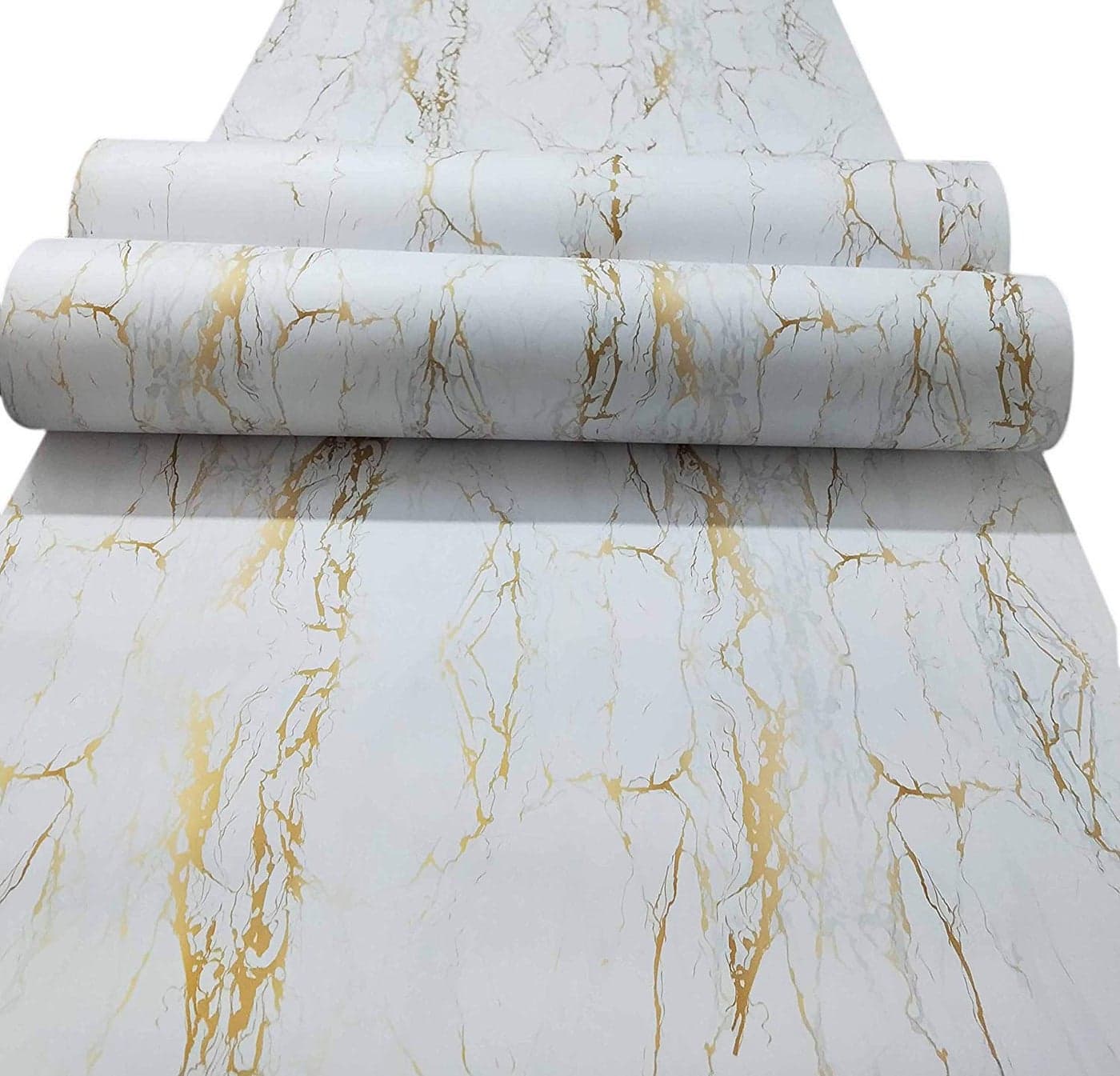 HOME13™ Marble Wallpaper Peel & Stick Contact Paper Self Adhesive Decorative Removable Waterproof Wallpaper for Kitchen Cabinet and Furniture Countertops (24 X 60 INCH, White Gold Matte)