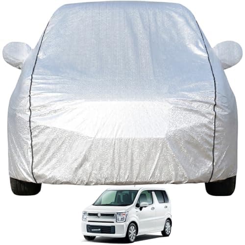 Pivalo Car Cover for Maruti Wagon R All Model & Years (1999-2026) 100% Waterproof with Mirror Pockets, Triple Stitched Bottom Elastic Dustproof Full Body Protection (Heat & UV Resistant, Silver)