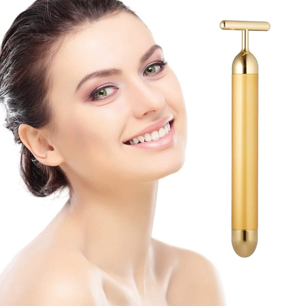 Beauty Bar 24k Golden Pulse Facial Massager TShape Electric Sign Face Massage Tools for Sensitive Skin Face Pull Tight Firming Lift