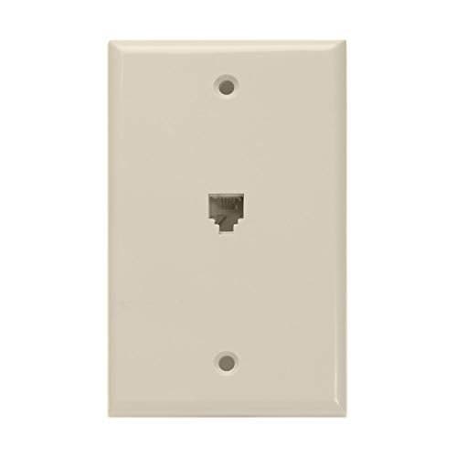 Leviton Standard Telephone Wall Jack, 6P4C, Screw Terminals, 40249-T, Light Almond