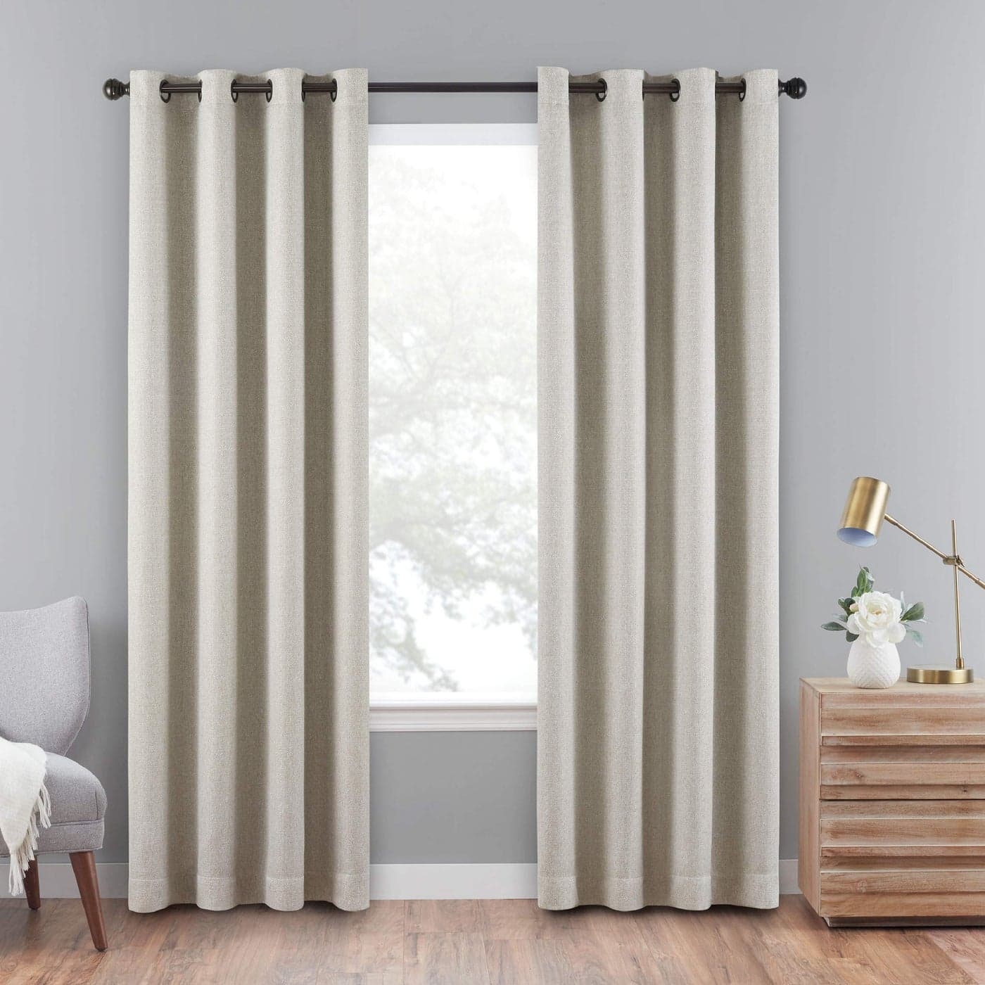 ECLIPSE Cara Grommet Top Curtains for Bedroom Single Panel 50 x 84 Linen