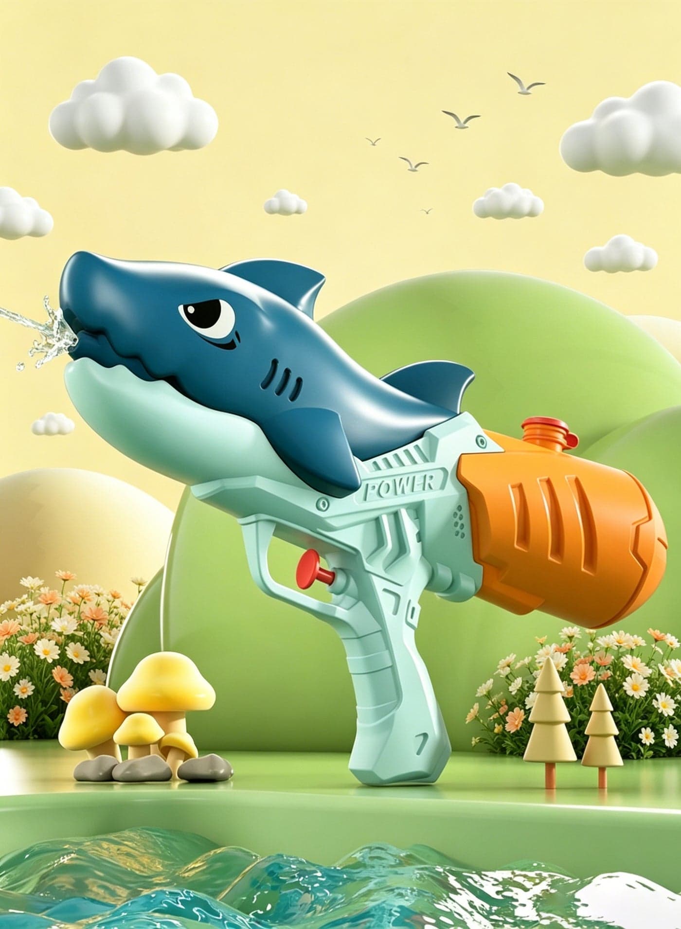 Shark Shaped Water Gun for Kids - Outdoor Summer Beach Pool Toy, Pull - Type Spray Blaster with Cute Shark Design, Fun Water Play Tool for Boys Girls Aged 3+