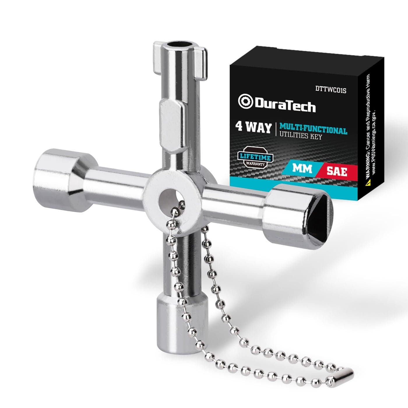 DURATECH 4 Way Utility Key Multifunctional Water Key 1Pack for Valve Faucet and Spigots
