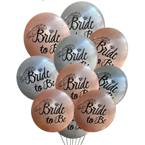 Atpata Funky Bride To Be 10pcs. Latex 12 inch Balloons (Rose Gold and Silver) for Team Bride Bachelorette Bridal Shower Party Decoration