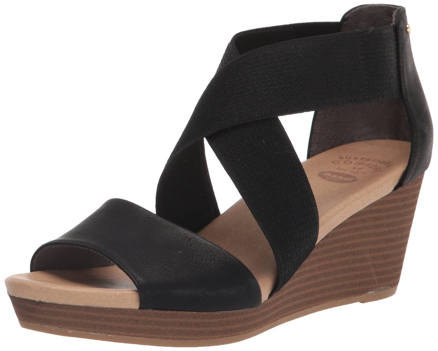 Dr Scholls Shoes Womens Barton Band Wedge Black Smooth 65 M