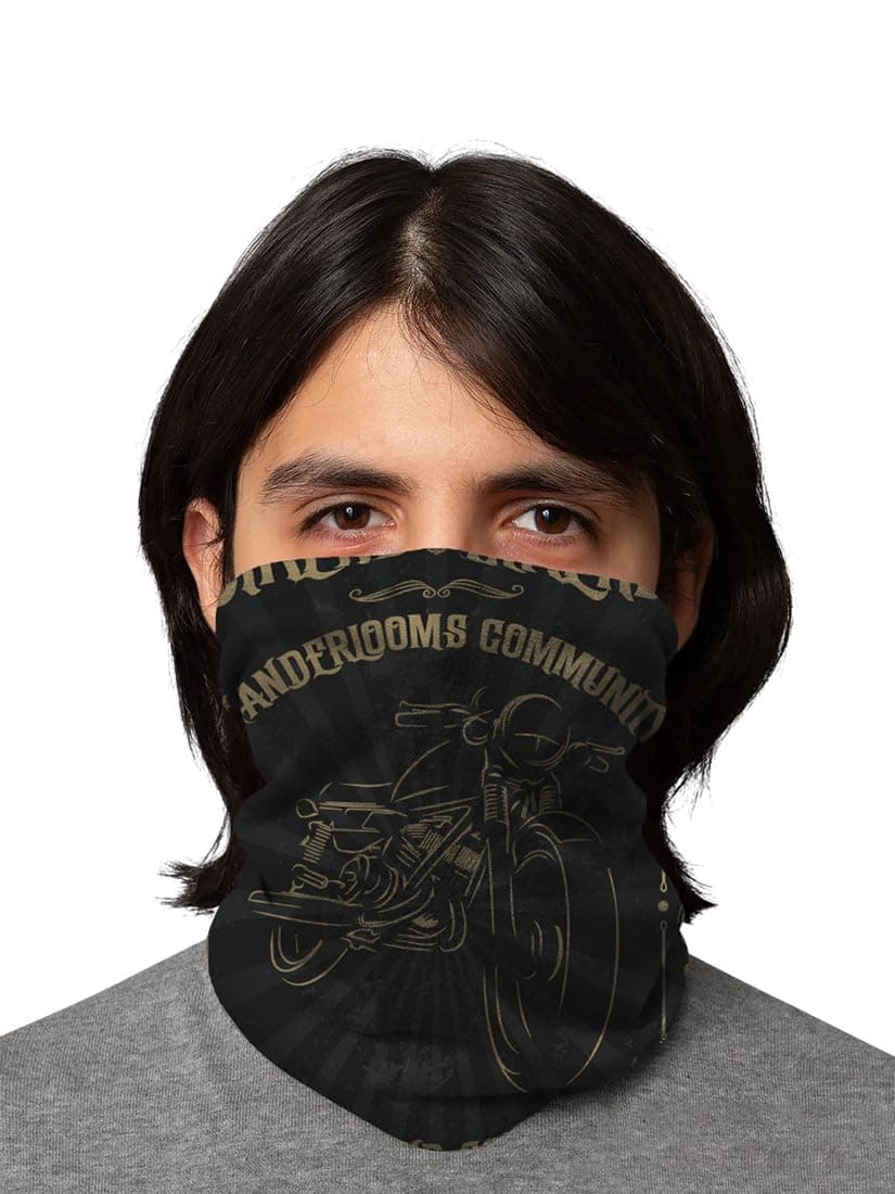 WANDERLOOMS Bikers Brotherhood Polygiene Treated Odour-Free Unisex Bandana for Men Hair | Antibacterial & Breathable Bandana for Men Bike |Multipurpose Face Mask, Neck Gaiter & Headwrap