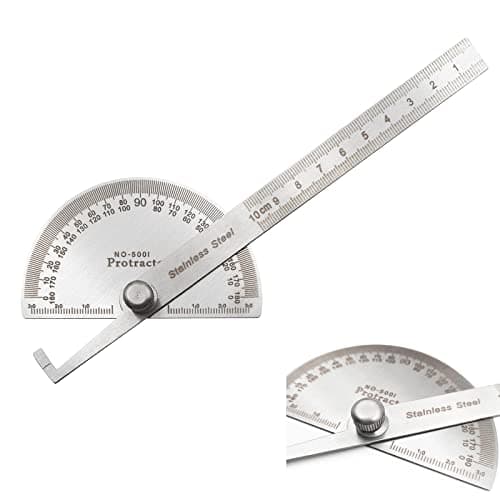 LYFJXX Stainless Steel Angle Protractor, 0-180 Degrees, 10 cm Woodworking Ruler, Angle Measure Tool