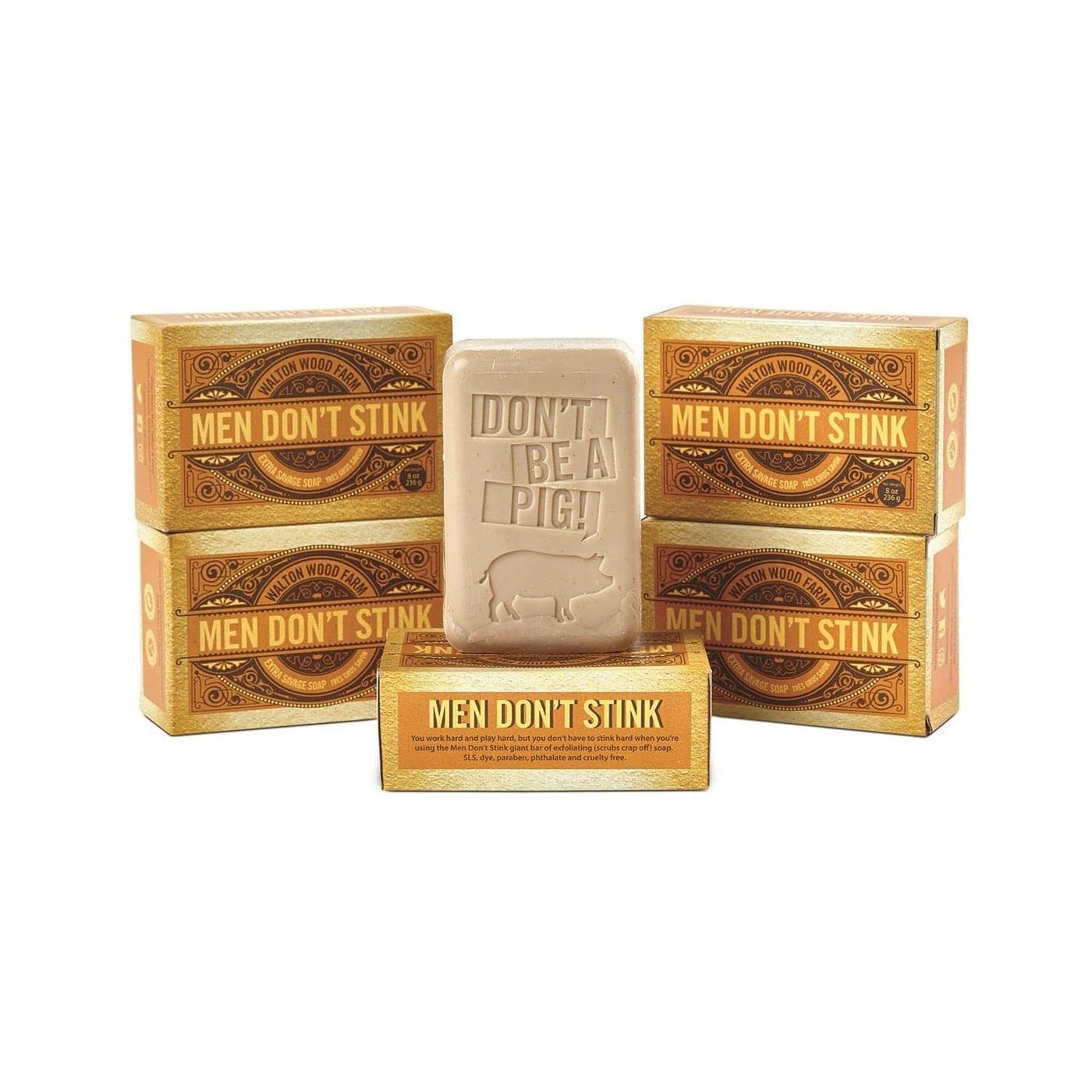 Walton Wood Farm Men Dont Stink Bar Soap Vegetarian Friendly and ParabenFree 105 ozOriginal Scent Warm Amber Spice
