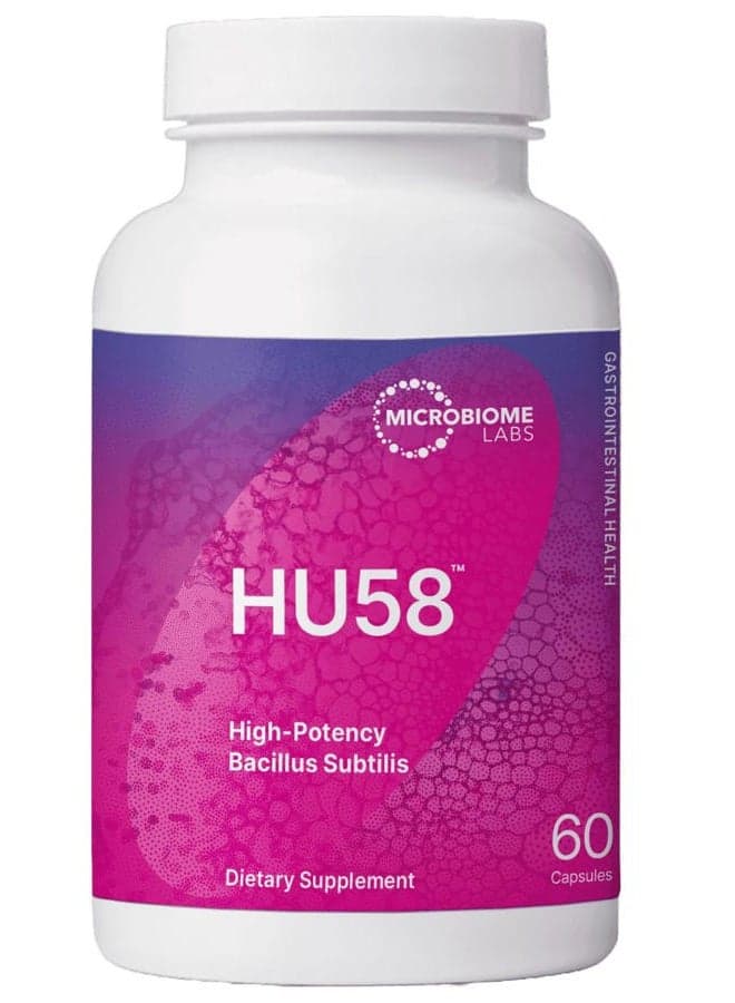 HU58 Bacillus Subtilis Probiotics for Women and Men - High Potency Spore Probiotic for Digestive Health & Immune Support - Daily Capsules with 10 Billion CFU (60 Capsules)