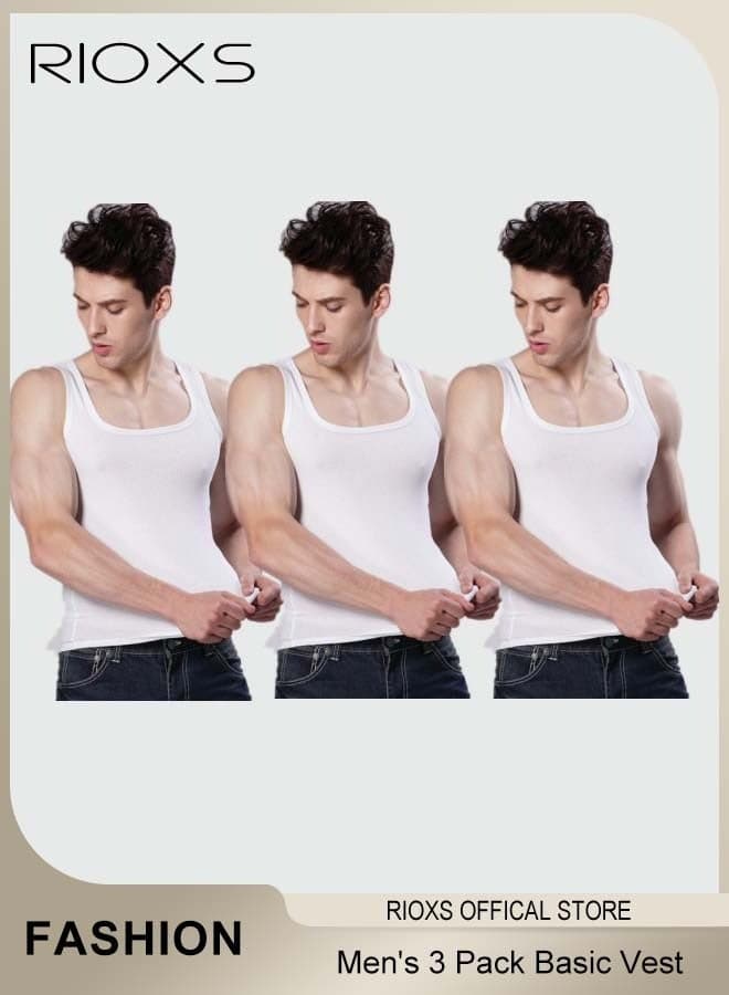 Men's 3-Pack Basic Workout Tank Top Set Athletic Muscle Tops Bodybuilding Quick Dry Sleeveless Vest