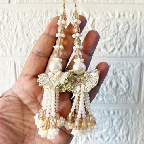 Adikala Craft Store Handmade Ethnic Latkan Tassel Set of 2 for Saree Pallu, Blouse, Suits, Dupatta, Lehenga Decor (Metal Mirror)