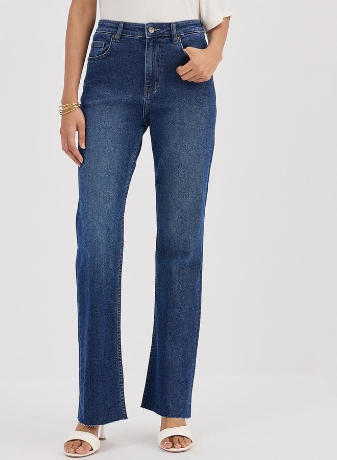 Blue Mid-Rise Bootcut Jeans — XXL