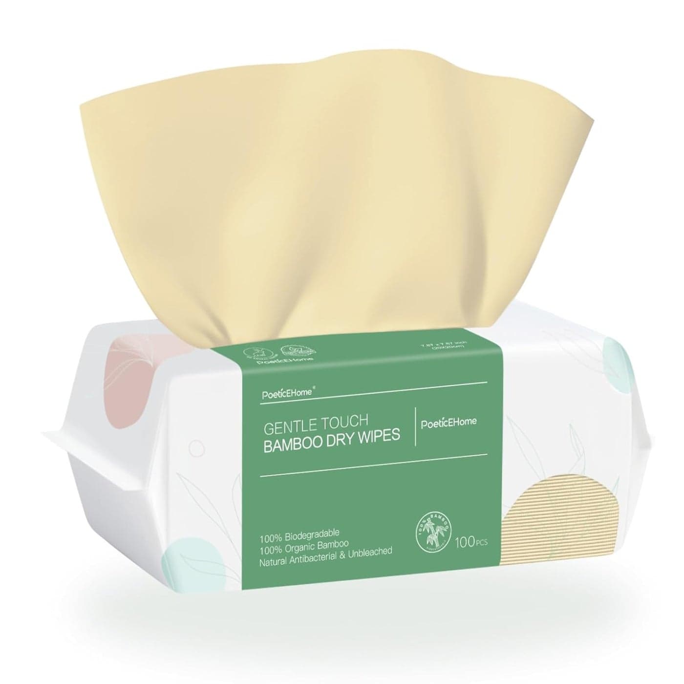 PoeticEHome UltraSoft Dry Baby Wipes 100pcs Facial Tissue Clean Towels for Sensitive Skin Unscented Unbleached Disposable Wash Cloths