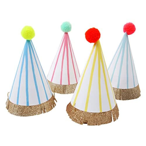 Meri Meri Birthday Party Hats Pack of 8 Bright and Colorful Cone Birthday Hats for Kids Adults Cone Party Hats