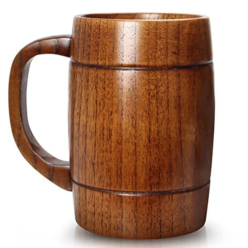 24 oz Large Wooden Beer Mug for Men Women Vintage Wood Viking Cup Rustic Wooden Tankard Cool Drinking Stein Cup Unique Camping Coffee Man Mugs Gifts for Beer Lovers Him Handmade Big Tea Coffee Mug