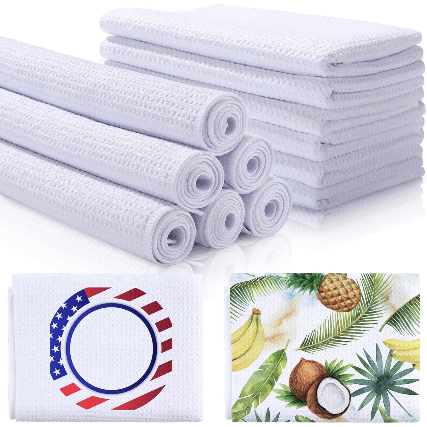 Breling Sublimation Kitchen Towel Blanks 16 x 24Inch Microfiber Waffle Weave Sublimation Tea Towels Fast Drying Absorbent for Home Kitchen Gifts6 Pieces