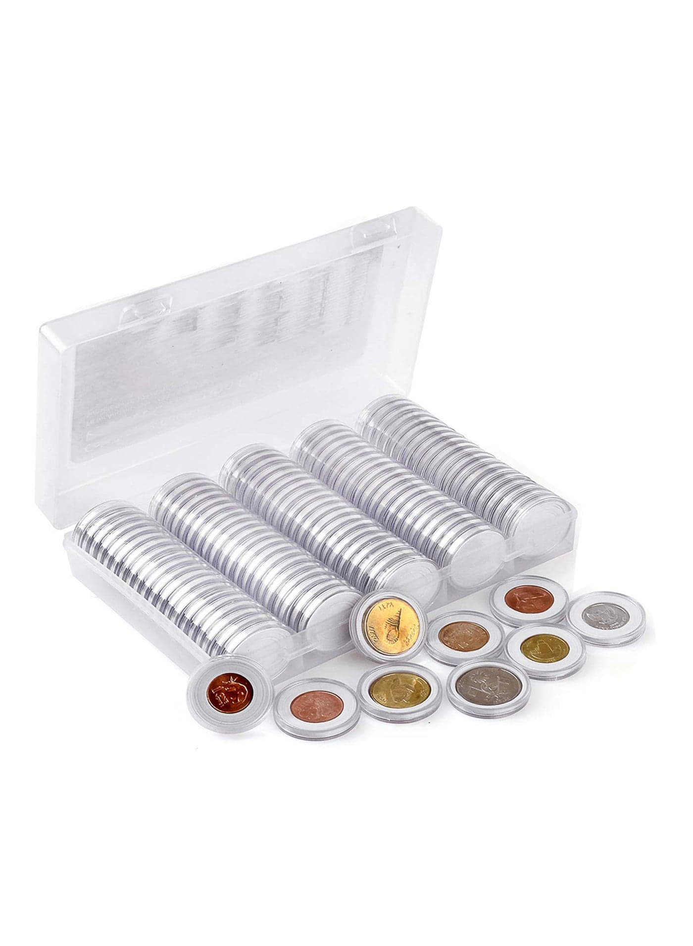 Commemorative Coin Protection Box, Collection Storage Capsules and 100 Pieces Protect Gasket Holder Case with Organizer Box for Supplies, 30 mm