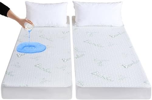 GOONIK Split King Mattress Protector for Adjustable Bed Breathable Bamboo Viscose Waterproof Split King Mattress Pad Cover with 618 inches Deep Pocket