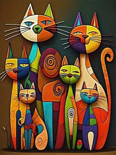mrpwnle Cat Diamond Painting Kits for Adults Beginners, DIY Cute Cat Diamond Art Kits for Adults 5D Full Drill Diamond Art Dots Gem Paintings Kit for Festival Home Wall Decor 12x16inch