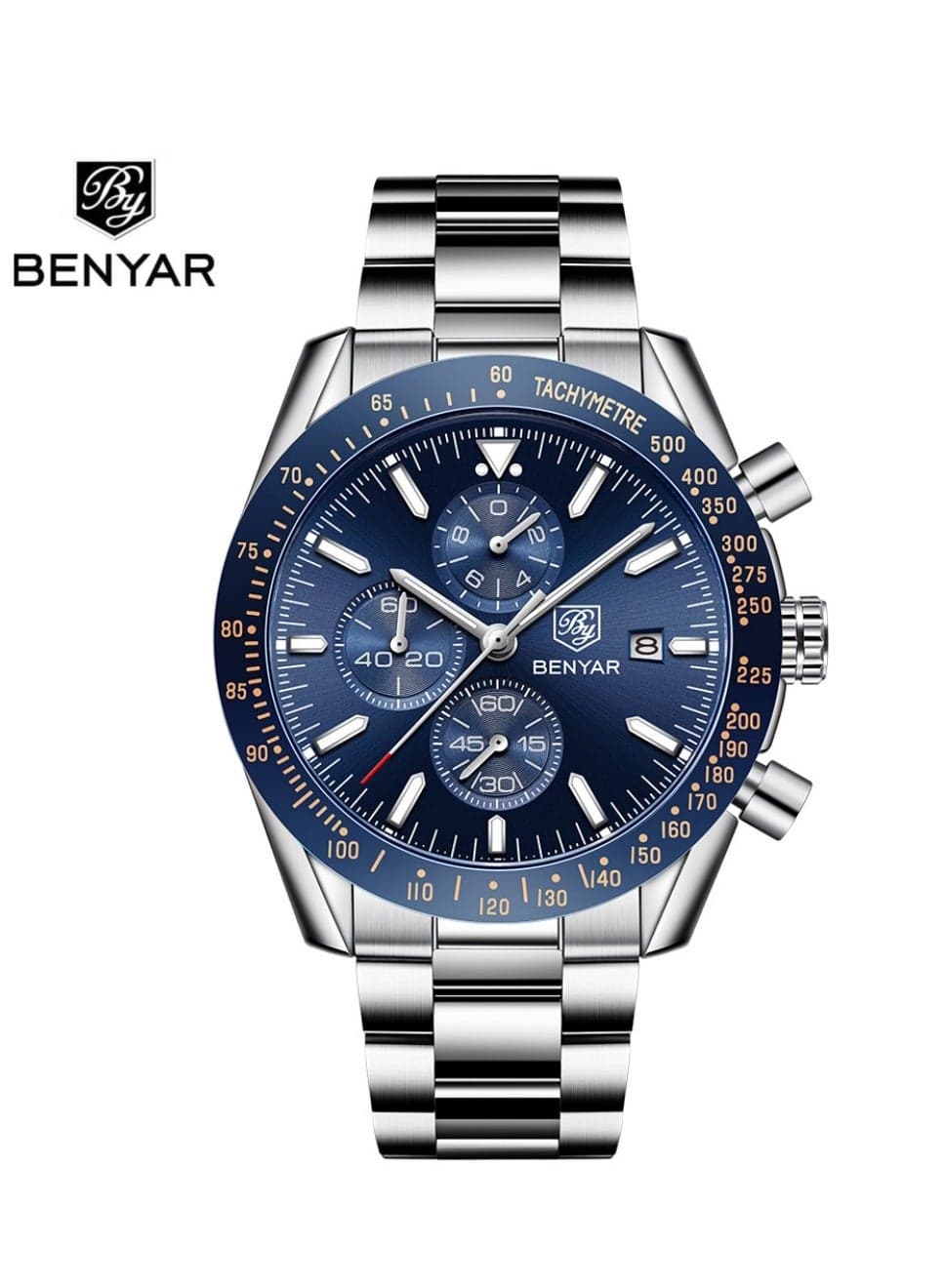 BENYAR Men's Watch Quartz Movement Chronograph Watch for Men Octagonal 30M Waterproof Luminous Men Wristwatch
