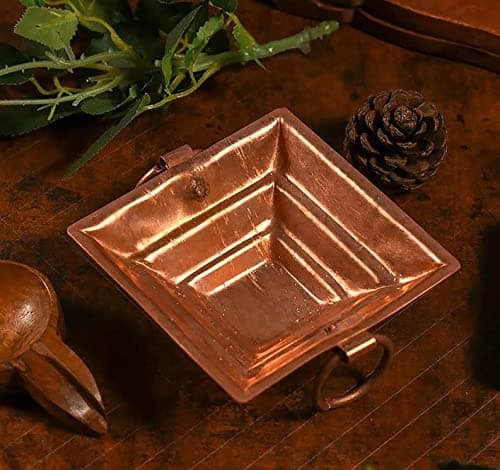 RDK SON'S Copper Havan Kund Religious Indian Traditional Hawan Kund with Handles | Agnihotra Copper Pooja Havan Kund| havan kund for Home| HOM kund for Pooja and Yagya (8 Inches)