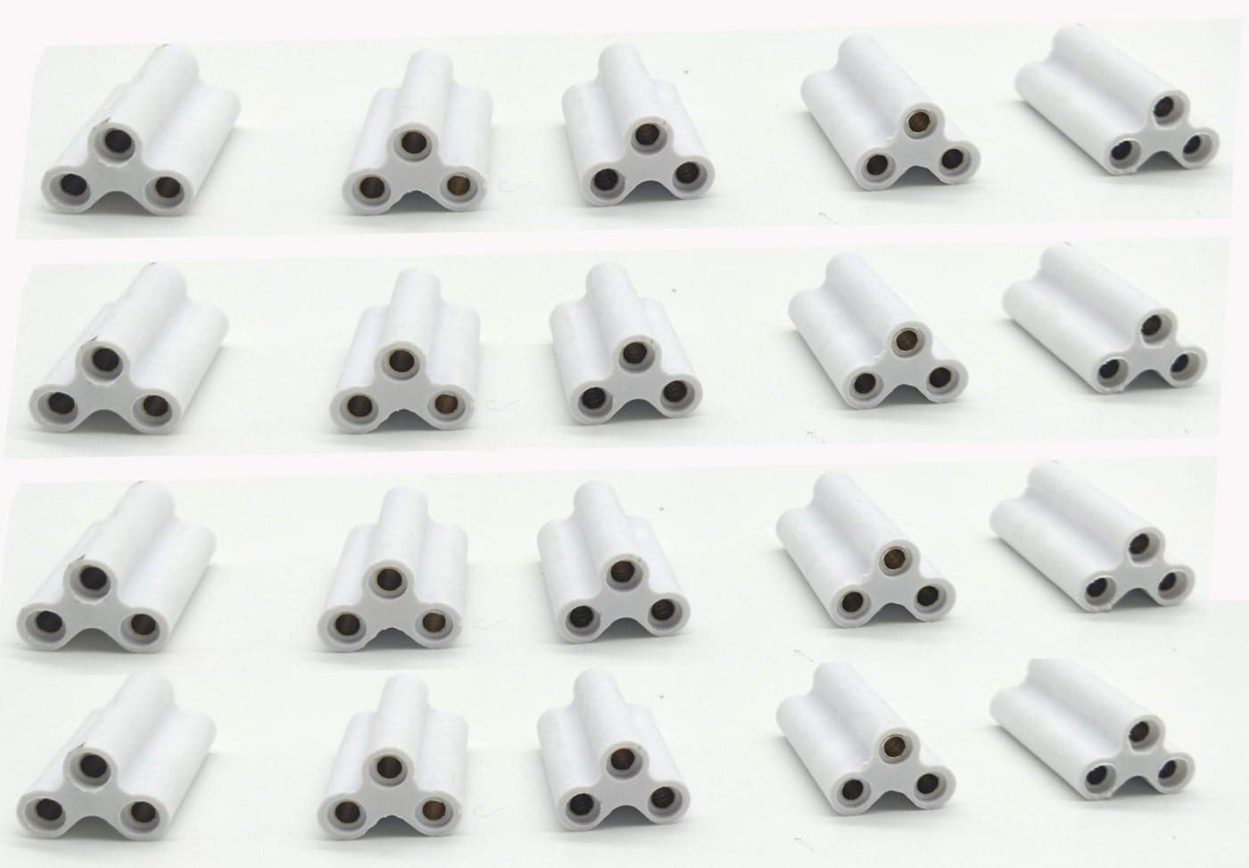 Traovien T5 T8 LED Lamp 3Pin Connector, Double End 3Pin Female Adapter Connectable Integrated Tube Iinkable Cords for LED Tube Lamp Holder Socket Fittings (3Pin 20.5mm 20pcs)
