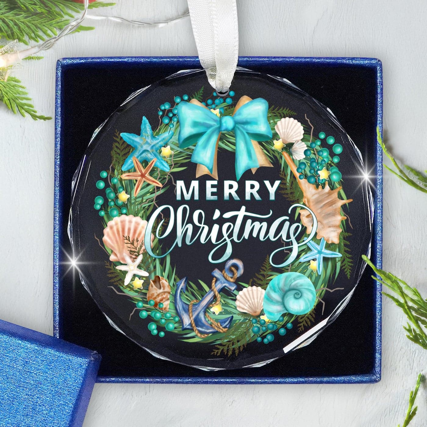 GAUDORA Christmas Beach Gifts for Women Men Glass Christmas Ornaments 2025 for Tree Decorations Ocean Theme Decor Beach Decorations for Home House Warming Gifts New Home for Friends Family