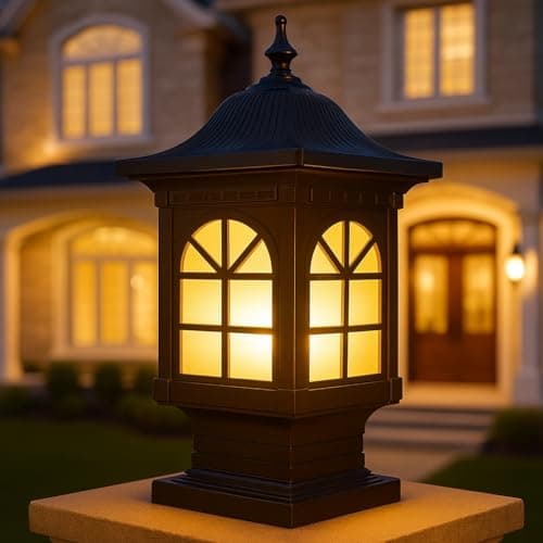 GIGAWATTS 1266 Outdoor Gate Light – 101% Rust & Waterproof Die-Casting Aluminium Exterior Piller Lamp Base Mount for Garden, Boundary Walls & Home Entrances (B22 Holder, Bulb Not Included, Black)
