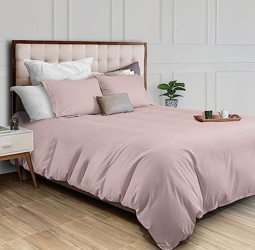 White Classic Pink Duvet Cover King Size, Microfiber Duvet Cover with Zipper, Set of 1 Down Comforter Cover with 2 Pillow Shams, Luxury Comforter Cover King Size | Comforter Not Included