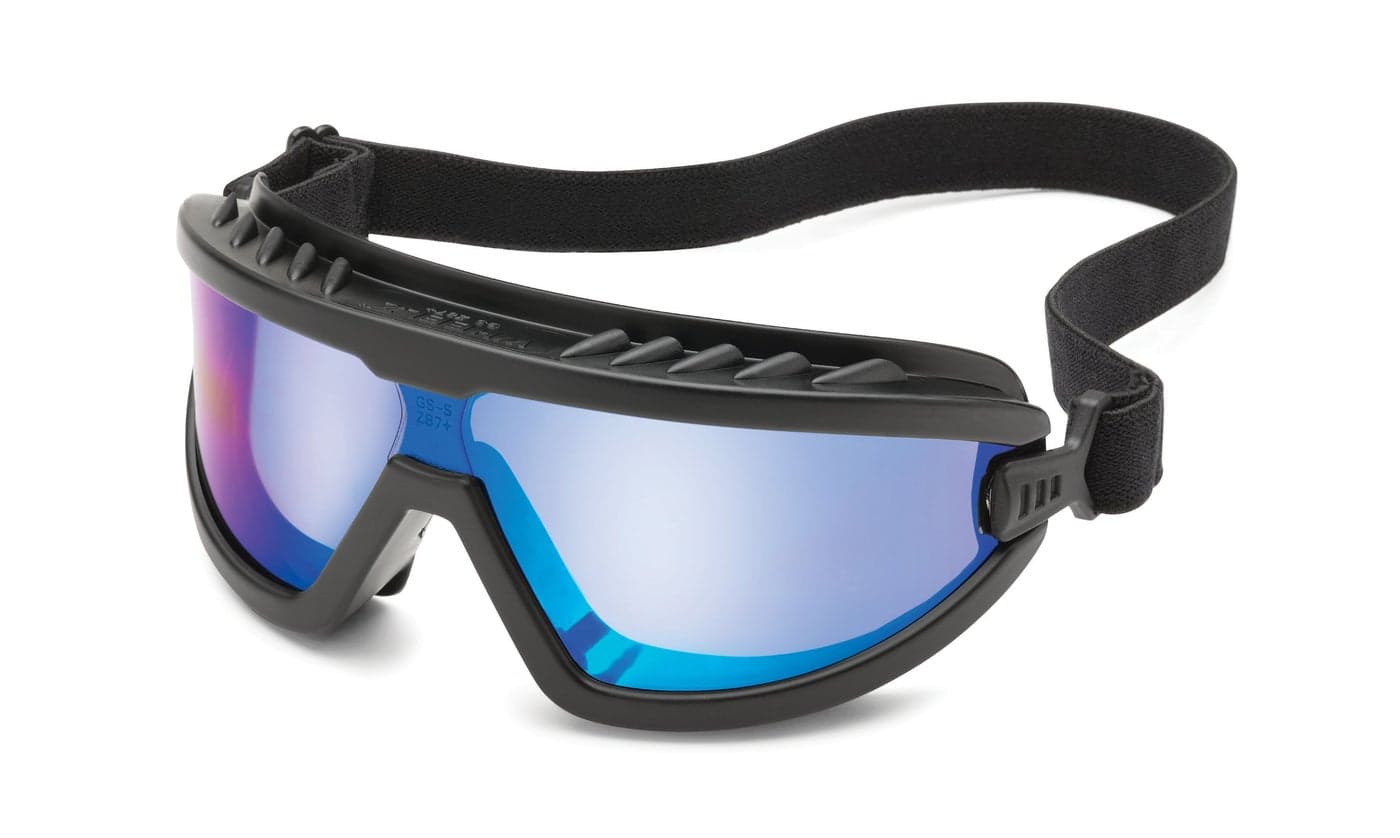Gateway Safety 4589M Wheelz Stylish and Comfortable Safety Goggle, Blue Mirror Lens, Black Frame