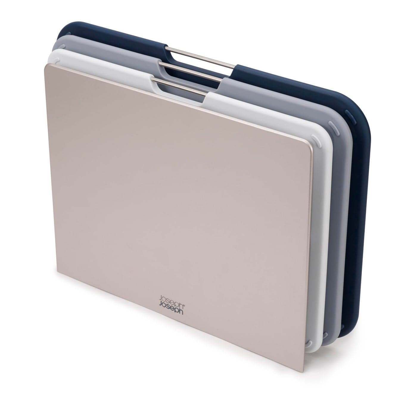 Joseph Joseph Nest Large 3Piece Color coded Cutting Board Set with Storage Stand Large Grey