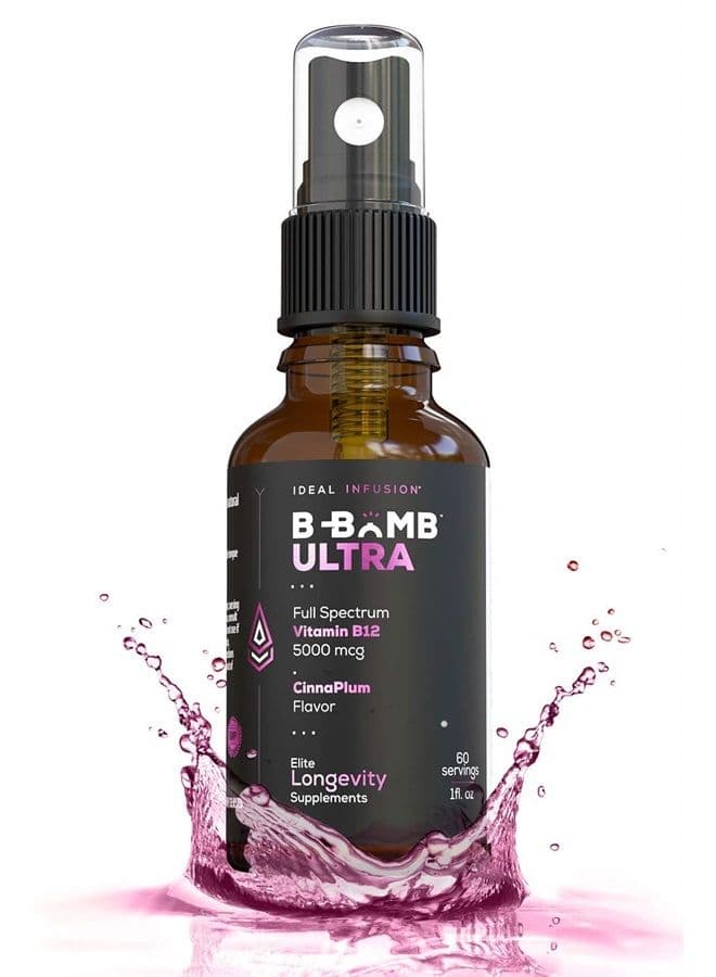 FuII Spectrum Vitamin B12 5000 mcg Sublingual Spray: Nerve Health & Energy Booster- Methylcobalamin, Adenosylcobalamin, Hydroxocobalamin - Keto, Sugar Free (CinnaPlum)