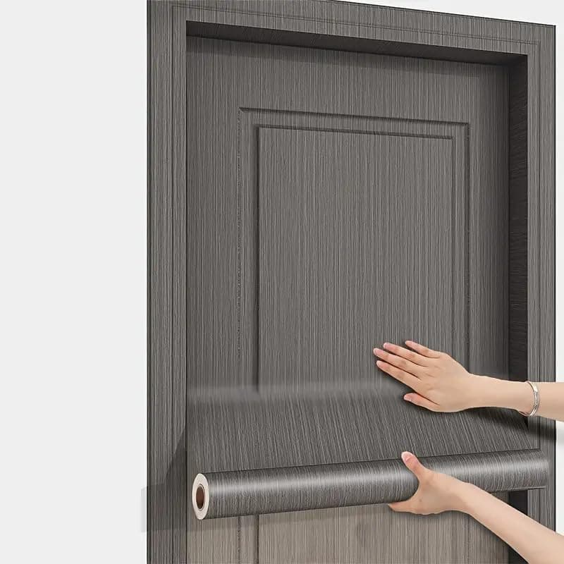 SUNBIRD Self-Adhesive Wallpaper Door Stickers Wood Peel & Stick Waterproof Oil-Proof PVC Wallpaper for Kitchen, Cabinets, Countertops (Charcoal Grey, 30 x 121 cm)