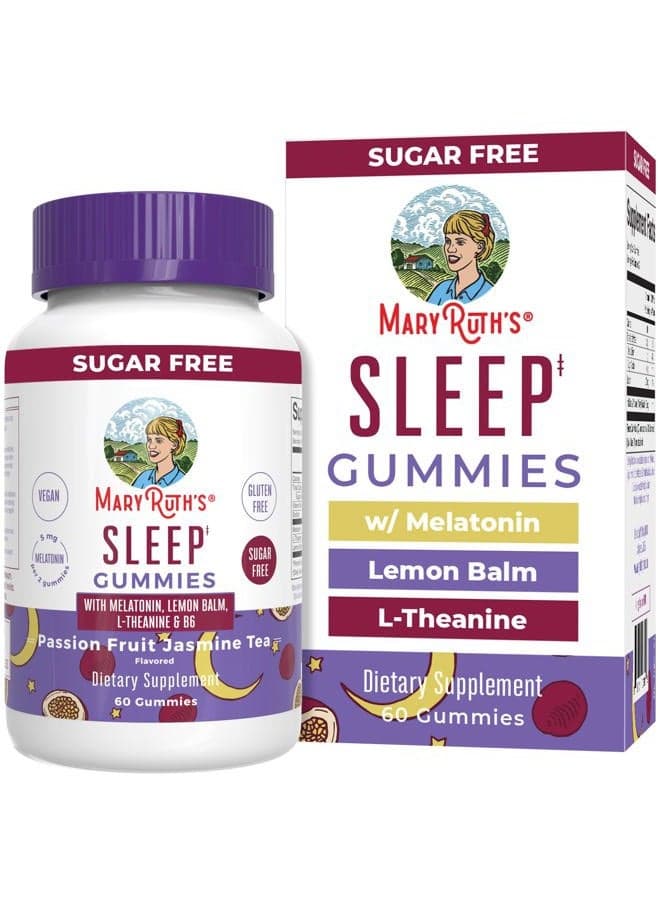 Melatonin 5mg Sleep Gummy with L-Theanine | Lemon Balm | Vitamin B6 | Sugar-Free | Relaxation | Vegan | Non-GMO | Gluten Free | 60 Count