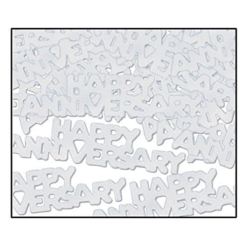 Happy Anniversary Fanci-Fetti (silver) Party Accessory (1 count) (.5 Oz/Pkg)