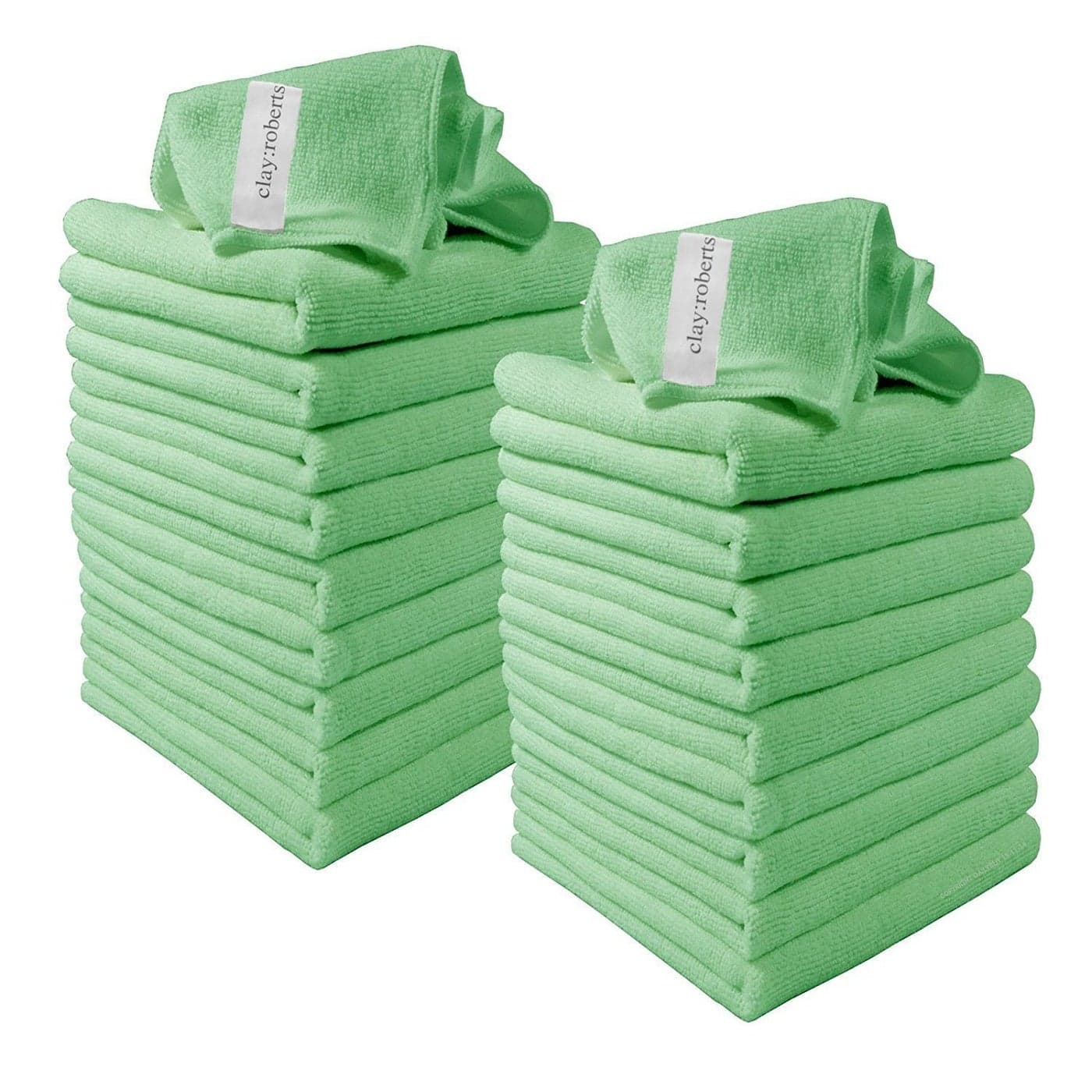 Microfibre Cleaning Cloths 40cm x 30cm Pack of 20 Green Cloths Machine Washable Polishing Waxing Dusting Cloth LintFree Kitchen Towel Car Cleaning Microfiber