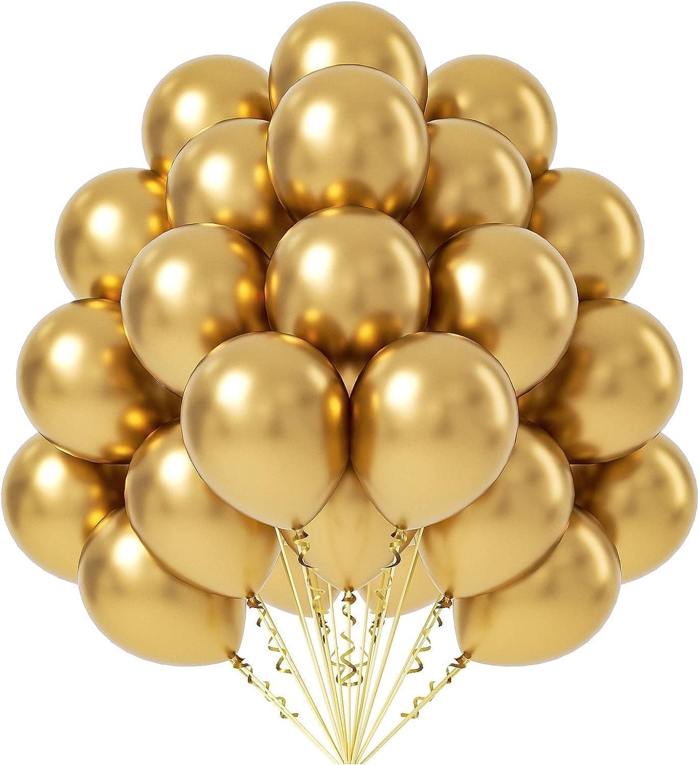 Party Propz Golden Chrome Balloons - 25 Pcs Gold Balloons | Metallic Golden Balloons For Decoration | Gold Balloon For Decoration | Balloon For Birthday