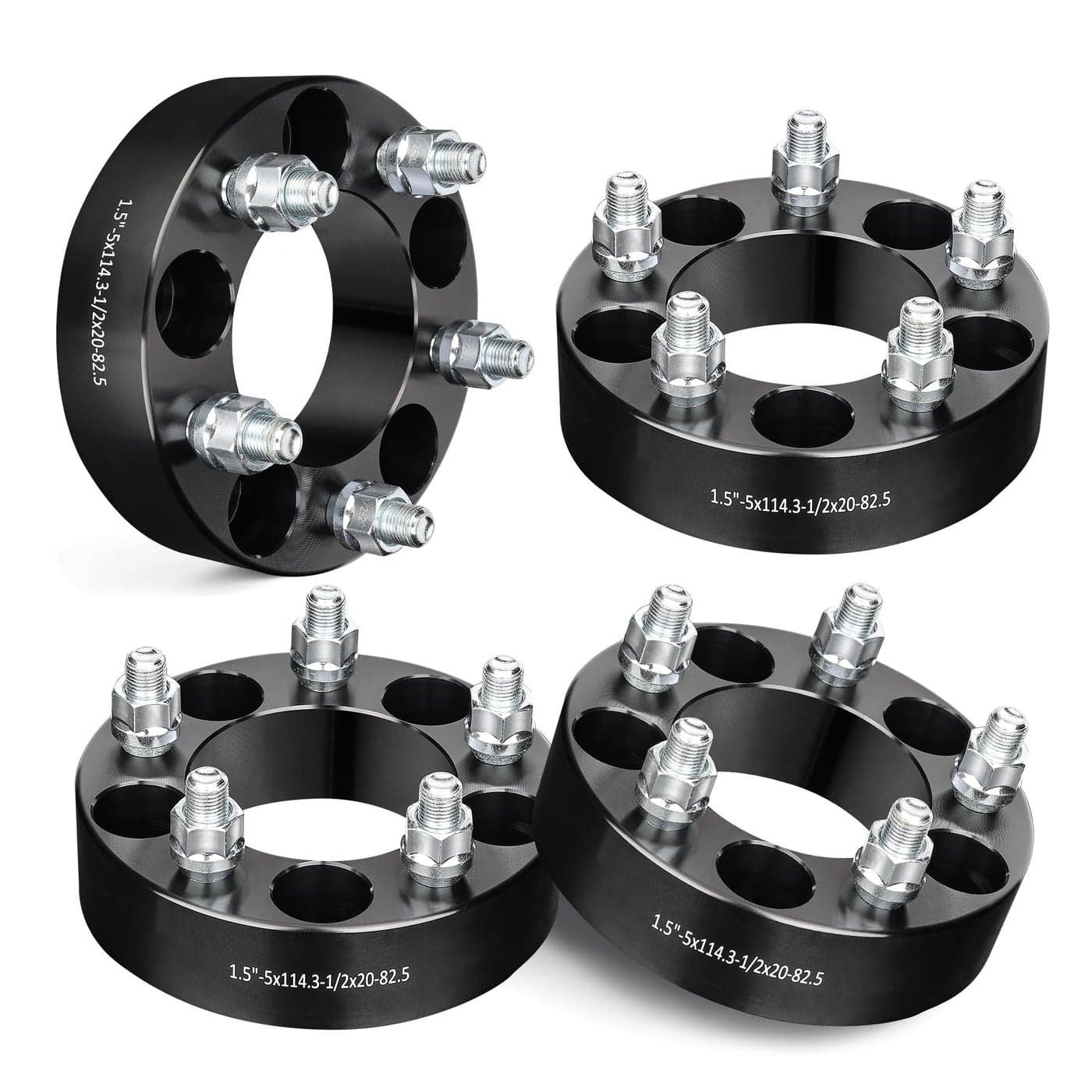 EVIL ENERGY 5x45 Wheel Spacers 15 inch Compatible for Mustang 1964196819942014 5x1143 mm 5 Lugs 825 mm Hub Bore 12x20 Studs Black Not Hubcentric