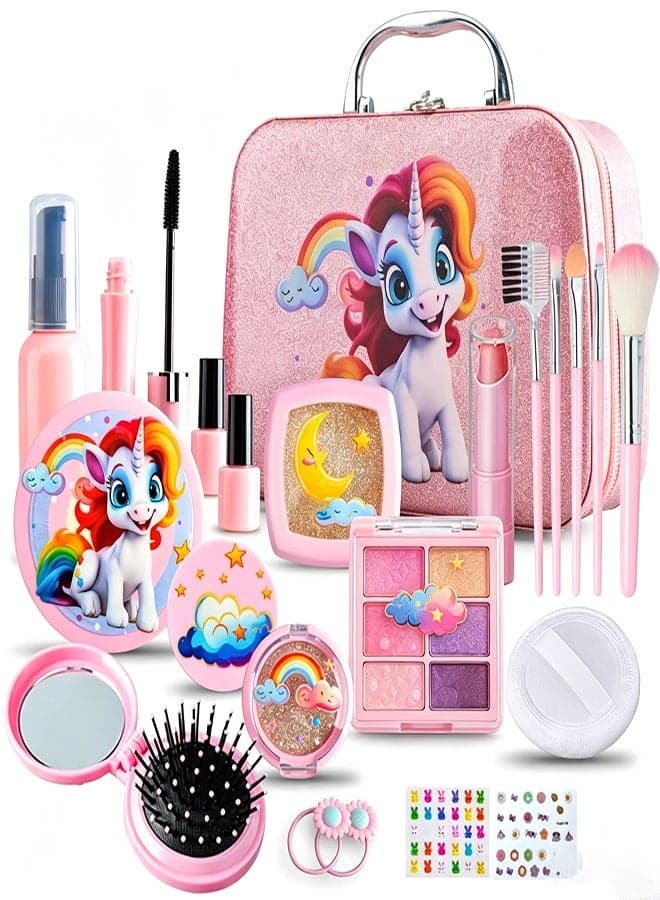 Kids Makeup Kit for Girls, Washable Make Up Set 23pcs Toy for Kids Girls Makeup for Children, Kids Makeup Sets for Girls Birthday Gifts for 5 6 7 8 9 10 Year Old Girls