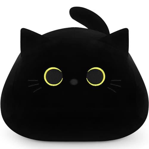 Auspicious beginning Black Cat Plush Toy19 Giant Black Cat Stuffed Animal Plushie Toy Kawaii Plushies Cat Plush Pillow Halloween Decor Plush Toys Halloween Plush Gift for Kids
