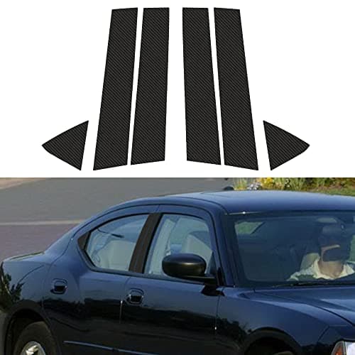 TOMALL Car Window Pillar Post Vinyl Stickers Compatible with Dodge Charger 2006-2010 Carbon Fiber Window Column Decals Overlay Wrap Trim Car Exterior Accessories Decoration (Carbon Fiber)